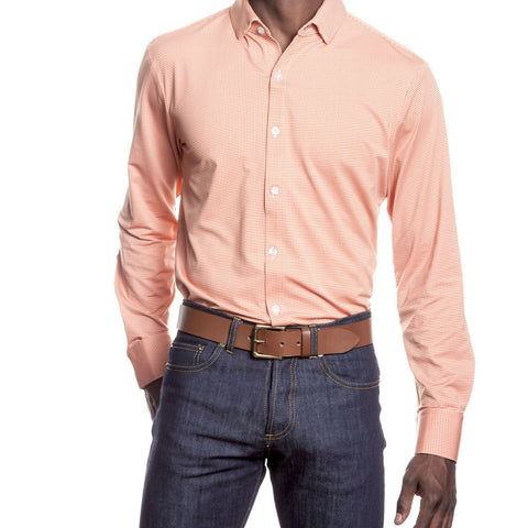 "Austin" | Orange Gingham Spread Collar Dress Shirt