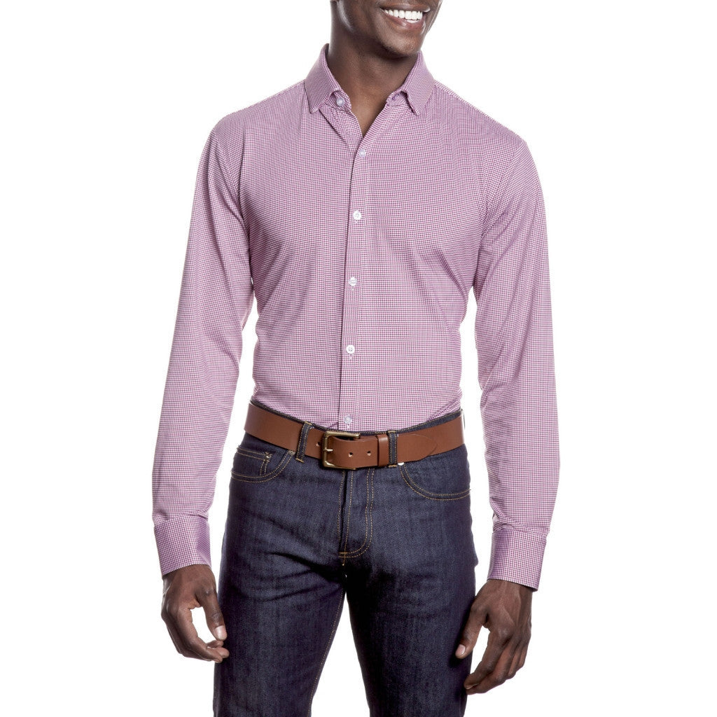 "Bradbury" | Dark Plum Gingham Spread Collar Dress Shirt