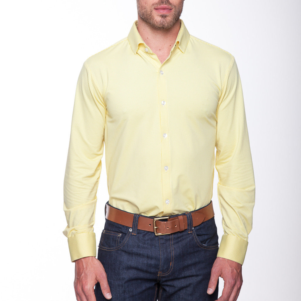 "Wilde" | Yellow Gingham Spread Collar Dress Shirt