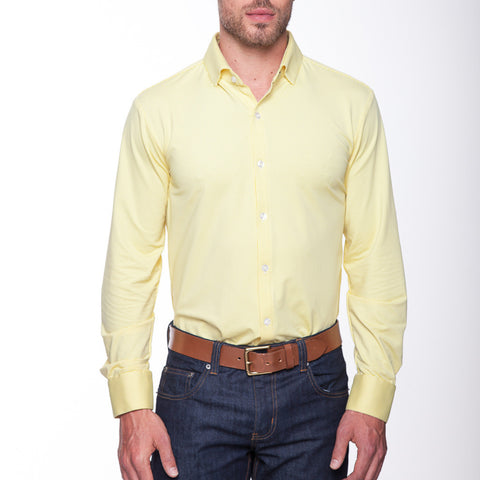 "Wilde" | Yellow Gingham Spread Collar Dress Shirt
