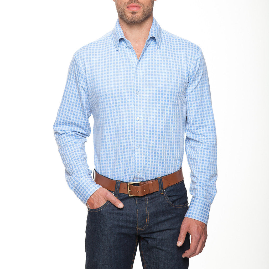 "Fitzgerald" | Blue Crosshatch Dress Shirt