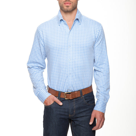 "Fitzgerald" | Blue Crosshatch Dress Shirt