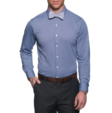 "Beckett" | Blue Gingham Spread Collar Dress Shirt