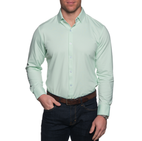 "Steinbeck" | Light Green Gingham Spread Collar Dress Shirt